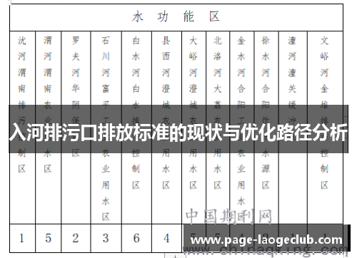 入河排污口排放标准的现状与优化路径分析