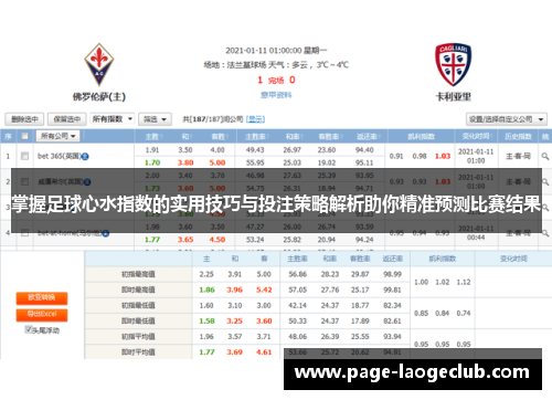 掌握足球心水指数的实用技巧与投注策略解析助你精准预测比赛结果