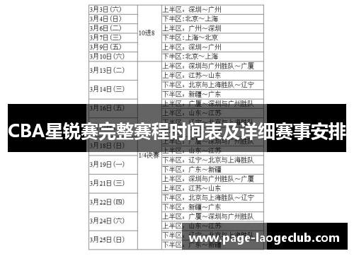CBA星锐赛完整赛程时间表及详细赛事安排