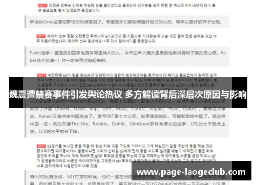 魏震遭禁赛事件引发舆论热议 多方解读背后深层次原因与影响